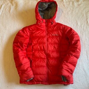 Columbia Omni-Heat Red Hooded Puffer Jacket Coat Size M – Warm Winter Wear Trail